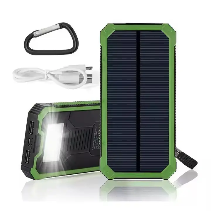 Xách tay Sạc nhanh năng lượng mặt trời sạc cho điện thoại di động 10000mAh năng lượng mặt trời ngân hàng điện với đèn pin