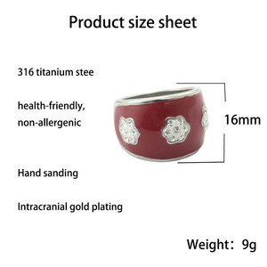European American Style <b>Titanium</b> Steel Epoxy Resin Flower <b>Ring</b> Retro Punk Unisex Jewelry Gift Silver Purple Red 290125 - Product Image 2