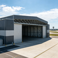 Hangar d'aviation robuste à structure en acier avec porte coulissante