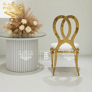 Chaise empilable à dossier croisé en acier inoxydable doré, durable, pour extérieur, villa, salon, location, banquet de mariage, salle à manger - Product Image 2