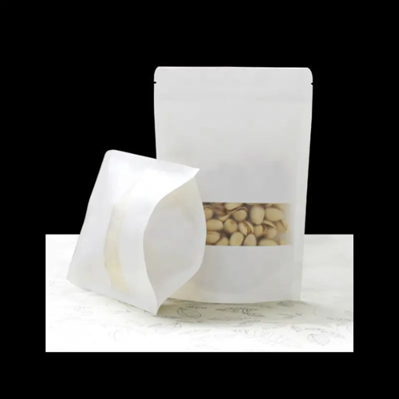 Embalagem de papel transparente com ziplock, embalagem para alimentos transparente com janela transparente