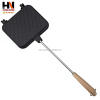 Machine à pain portable et appareil de cuisson pour sandwichs avec gril à fromage double face détachable, poignée en bois et fonction de tosting pour le camping