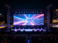 Écran d'affichage extérieur à grand angle de vue et à rendu des couleurs élevé pour événements et équipes  Écran LED de scène grand format pour la performance scénique