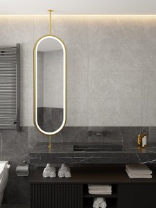 <span class=keywords><strong>Espejo</strong></span> de Vanidad Iluminado LED IP44 con Barra Colgante, Marco de Hierro, Forma Ovalada, Rotación, Montaje en Techo, Doble Cara, para <span class=keywords><strong>Baño</strong></span> y Hotel - Product Image 2