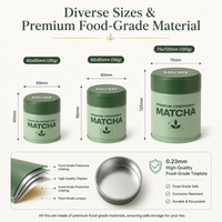 Boîte à thé matcha en fer blanc 0,23 mm, double étanchéité, 30g-100g, impression personnalisée, vert menthe, vente en gros