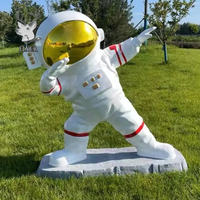 Figurine d'astronaute taille réelle en fibre de verre, grande Statue d'astronaute en résine pour la décoration extérieure