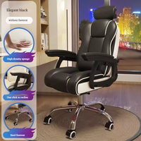 Fauteuil de bureau moderne GGlobal en cuir PU avec appui-tête et accoudoirs réglables, structure en acier pour la maison, le bureau ou l'utilisation de jeux sur ordinateur
