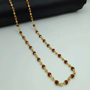 Mala de Rudraksha con Cuentas Doradas, Collar Espiritual Tradicional Hecho a Mano, Mala de Oración para Meditación, Yoga, Puja y Uso Diario - Product Image 1