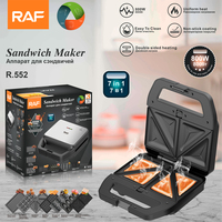 Machine à Sandwichs et Gaufres RAF 7 en 1, Légère, en Plastique, avec Chauffage Double Face