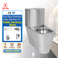 CE 304 WC de cellule de prison à double chasse, en acier inoxydable, deux pièces, design européen, taille personnalisée, à poser au sol, avec réservoir