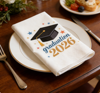 Serviettes en papier jetables dorées pour la remise des diplômes, décoration de table de fête, serviettes à estampage à chaud dorées, fournitures pour cérémonie de remise des diplômes