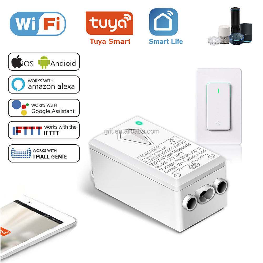 Interruptor de luz inteligente con interruptor inteligente remoto funciona con Alexa y Google Home 2,4 GHz interruptor de luz WiFi conmutador inteligente