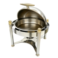 Ensemble de réchauds de luxe à couvercle roulant, chauffe-plats commerciaux en acier inoxydable pour buffet avec supports à combustible, équipement de restauration