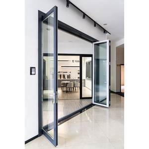 Usine faire grande ouverture isolé insonorisé intérieur aluminium verre bi pliant portes étroites bi pli - Product Image 4