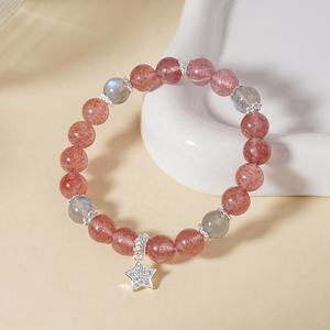 Dessiner des sentiments positifs Bijoux en cristal de guérison Pierre naturelle Étoile Pierre de lune Perlée Fraise Quartz Bracelet en cristal pour fille - Product Image 4