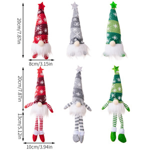 Hot Selling Xmas Tree Decorations Faceless Forest Old Man Snowflake Knitted Hat Light Rudolph Hanging Leg Gnome Doll Wholesale - Product Image 3