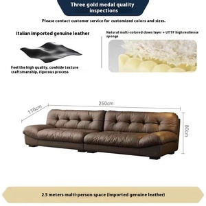 Sofá de cuero en la nube Sala de estar Minimalista italiano Apartamento grande y pequeño Sofá de diseño <span class=keywords><strong>Muebles</strong></span> - Product Image 5