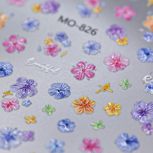 Autocollants pour ongles rétro printaniers à fleurs séchées, couleurs mélangées, fleurs séchées du jardin de Monet, petites fleurs DIY - Product Image 3