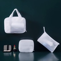 Pochette en maille EVA transparente blanche, grande capacité, personnalisable, pour cosmétiques et sacs de voyage