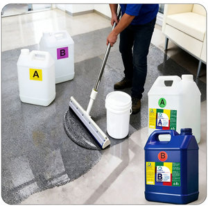 Revêtement liquide auto-nivelant haute brillance antidérapant en résine époxy, peinture au sable coloré pour effet <span class=keywords><strong>marbre</strong></span> sur sol en ciment - Product Image 1