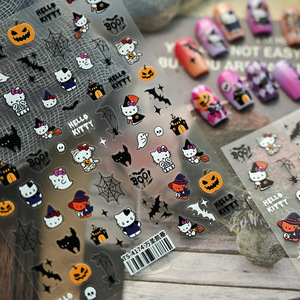 Autocollants pour ongles en papier imperméables pour <span class=keywords><strong>Halloween</strong></span>, motifs fantômes, citrouilles, chauves-souris, chats, crânes 3D, autocollants adhésifs, <span class=keywords><strong>manucure</strong></span> DIY - Product Image 3