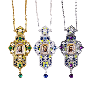 Zd072 טקסי דלוקס אורתודוכסי מתנה רוחנית עיצוב עליון שרשרת צלב החזה עם אמייל ואבני חן - Product Image 1