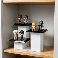 Présentoir Acrylique à Deux Niveaux pour Différences de Hauteur, Support Escalé Noir et Blanc pour Bijoux, Figurines et Cosmétiques