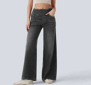 <span class=keywords><strong>Jeans</strong></span> a Vita Alta Personalizzati con Elastico in Vita, Vestibilità Lusinghiera e Snellente, Pantaloni in Denim a Zampa d'Elefante per Donna con Silhouette Eccellente - Product Image 5
