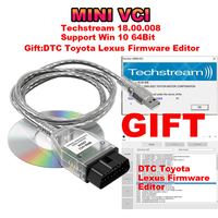 Mini VCI V18.00.008 de qualité supérieure pour lecteur de code OBD2, câble J2534, FTDI FT232RQRL, TIS Techstream-KINGOBD, outil de diagnostic automobile 12V
