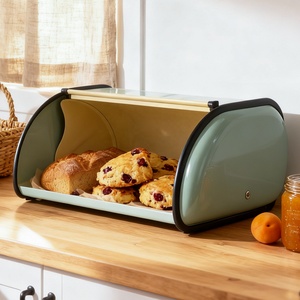 Large Capacity Snack Container <strong>Roll</strong> <strong>Top</strong> <strong>Bread</strong> <strong>Bin</strong> Powder Coated Iron Bakery <strong>Bread</strong> Storage Box - Product Image 5