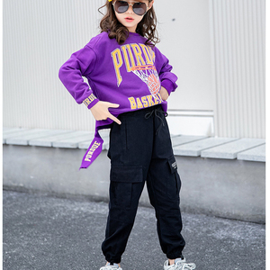 Vêtements pour enfants de couleur noire, pantalon en coton ample de haute qualité pour filles, sweat-shirt avec poches - Product Image 2