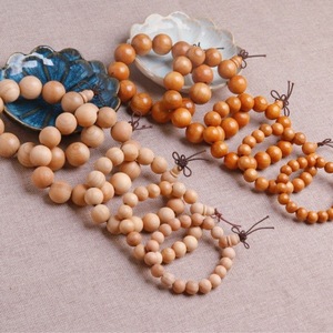 Peach Wood Round Bead Bracelet Unisex Religious Ceremony Gift Craft Jewelry - Product Image 1