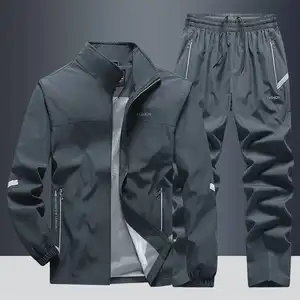 Conjunto de chándal atlético con cremallera completa para hombre, ropa deportiva de entrenamiento a la moda, chaquetas y pantalones de manga larga, traje de 2 piezas