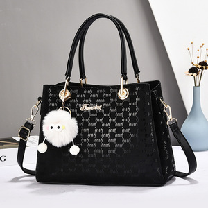 Bolso Tote Casual para Mujer Jemutaz con Adorno de Pompón, Correa Extraíble, Cierre de Solapa Clásico, Bolso de Mano de Microfibra para Uso Diario - Product Image 2