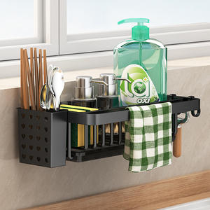 Égouttoir de cuisine avec support pour baguettes, panier de rangement multifonctionnel suspendu pour torchons et ustensiles - Product Image 3