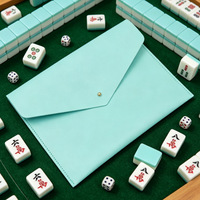 Tas Tangan Hadiah Kekasih Kartu Mahjong Dompet Amplop Kulit PU Tempat Kartu Permainan Aksesori MAHJ untuk Pesta Permainan Meja