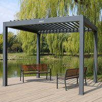 Pergola en aluminium Jiake 6063-T5 avec toit à lames motorisées pour bassin à canards, terrasse, jardin, patio, gazebo extérieur, pavillon, terrasse