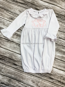 Monogrammed Baby Evening <strong>Gown</strong> for Kids Ruffle Long Sleeve Baby Cotton Night <strong>Gown</strong> Girls <strong>Dressing</strong> <strong>Gown</strong> - Product Image 4