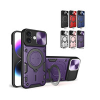 Support de voiture magnétique à rotation 360°, coque rigide antichoc en TPU et métal avec design Camshield pour 16
