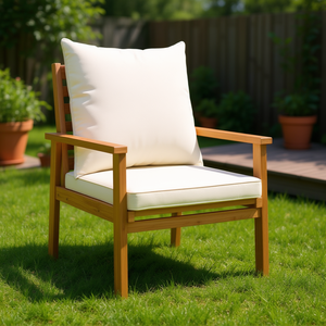 Sedia da Giardino in Legno di Acacia, Misura Media, Stile Divano, Colore Bianco Crema, Arredamento da Esterno - Product Image 2