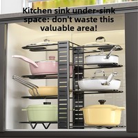 Nouveau style d'étagère de rangement multifonctionnelle en métal à 5 niveaux, de type tour, pour cuisine domestique, pour ustensiles de cuisine et couvercles de casseroles