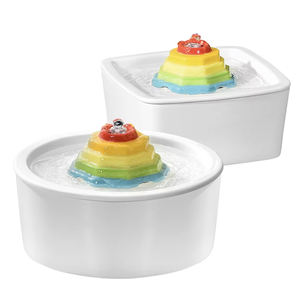Automatischer Haustier-Trinkbrunnen mit Wasserzirkulation und -reinigung, Neutraler USB/EU/US 15L Regenbogen-Turm Keramik-Katzenwasserspender - Product Image 2