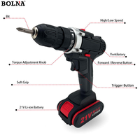 Perceuses à percussion sans fil 21V faciles à utiliser, ensemble combiné d'outils à main multifonctions à batterie au lithium