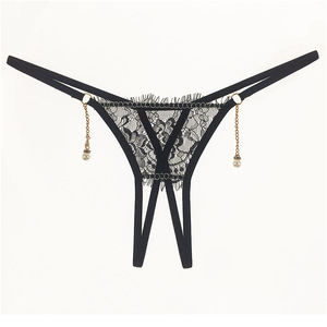 Gran oferta de lencería Sexy para mujer con cintura baja transparente y Sexy apertura perla colgante Tanga chica Lencería perla G-String - Product Image 5