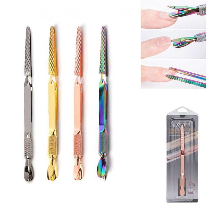 Многофункциональный Маникюрный Инструмент из нержавеющей стали с клипсой, пинцет для формирования ногтей