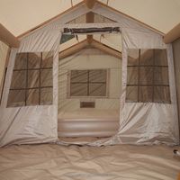 Tente gonflable d'extérieur 12 places, deux chambres, tissu enduit vinyle, colonnes d'air en PVC 0,52 mm, hublot en TPU, poches de rangement, quatre saisons