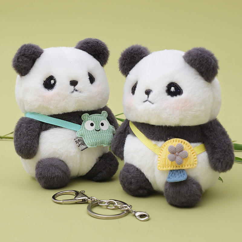 Cute Cartoon Panda Plush Doll Hanging Backpack Bag Pendant Toy Keychain Small Gift Modern Art China Supply Valentine's Day