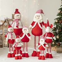 Bonhomme de neige en tissu rouge extensible pour Noël, poupée Père Noël, ornement d'arbre de Noël, décoration de vitrine