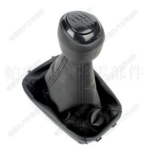 Poignée de levier de vitesse en cuir pour Saab 9-3 2003-12, 6 vitesses, design ergonomique avec rotule et cache-poussière - Product Image 1