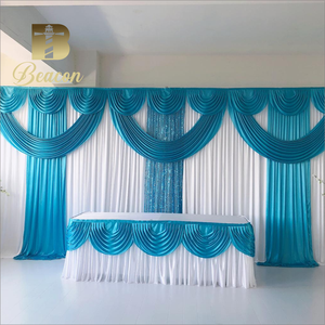 Rideaux croisés de couleur populaire rideau de scène de toile de fond de mur de mariage à Double couche avec cadre de support pour les décorations de fête d'événement - Product Image 1